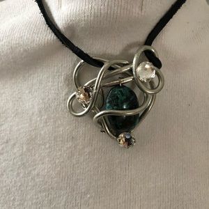 Turquoise stone and Swarovski crystals